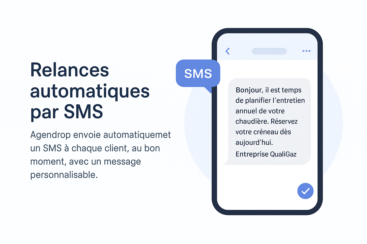 Agendrop - Fonctionnalité de relance automatique par SMS pour entretiens